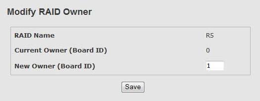 2. In the following screen enter the board ID of the board that is to be the new owner of the RAID.