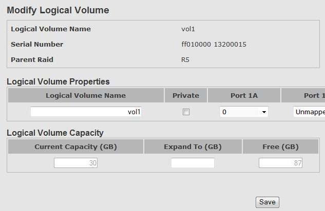 c. To change the port map of a Private Logical Volume, select either "Enabled" to enable a port or "Disabled" to disable a port for this private volume.