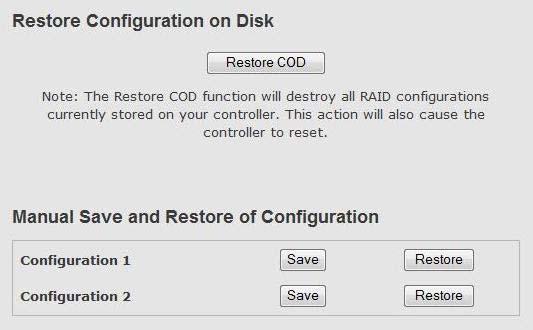 9.10 Config Save/Restore The Administration Config Save/Restore screen can be used to restore a backup controller configuration.