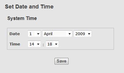 9.13 Set Date and Time The Administration Set Data and Time screen allows you to set the date and time of the system.