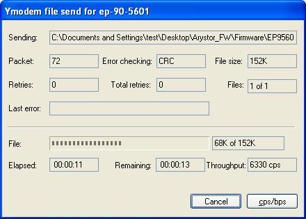 g. In the Send File message box, select Ymodem from the Protocol pull-down menu. h. Select the Browse.