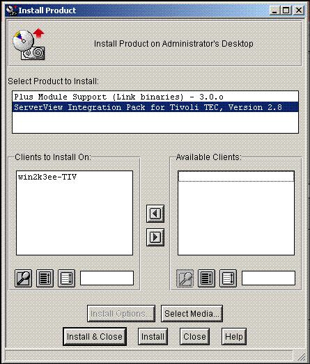 Introduction and Installation Installing from the Desktop Step 9 Figure 8: Entry ServerView/Plus module for Tivoli Select the ServerView module for Tivoli, Version 2.