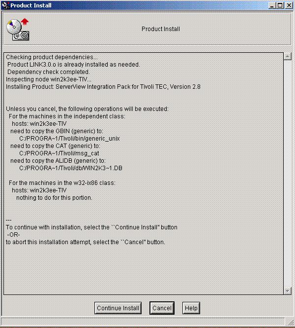 Installing from the Desktop Introduction and Installation Figure 9: Product Install before installation of the ServerView Integration Pack This dialog box provides the list of operations that