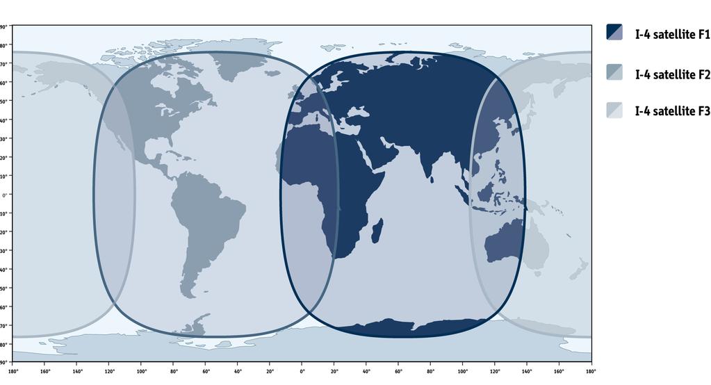 Chapter 1: Introduction Coverage The Inmarsat BGAN services are based on geostationary satellites situated above the equator. Each satellite covers a certain area (footprint).