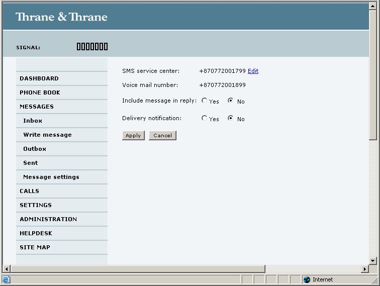 Chapter 4: Using the web interface Configuring message settings Setting up the default message options You can set up general options for your outgoing messages.