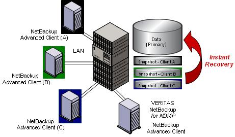 NETWORK ATTACHED STORAGE (NAS) VERITAS NETBACKUP FOR ORACLE ADVANCED CLIENT INSTANT RECOVERY METHOD FOR NETWORK APPLIANCE NAS The VERITAS NetBackup for Oracle Advanced Client instant recovery feature