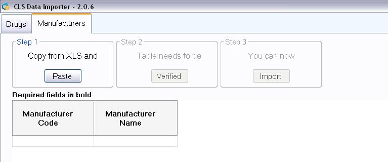 8. HOW TO IMPORT MANUFACTURERS Select the tab Manufacturers and follow these steps: NOTE: Column titles displayed in bold text indicate which data is required for the importation process.