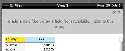 These instructions explain how to filter a report by territory, an existing field within the Available fields panel, to only display