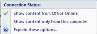 If you press F1 for Help or click on the Office Help button in Office 2010, an internet connection to Microsoft Office Online is made, if possible, and this window is displayed.
