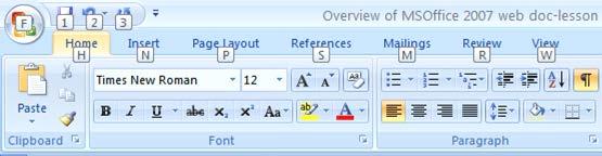 In the Office 2010 programs that use the Ribbon, optional keyboard shortcuts are available. To activate these keyboard shortcuts, press and release the ALT key.