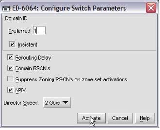 Activating the NPIV feature on switch Select the Configure dropdown, then Operating Parameters, then