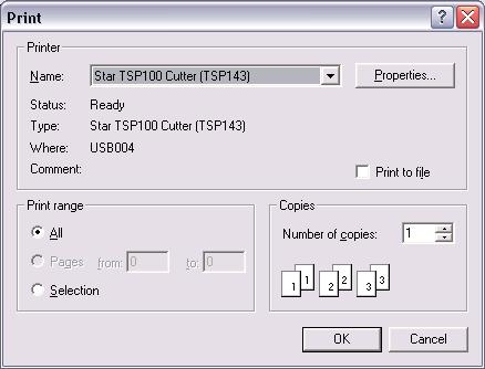 3. Select Star TSP100 Cutter (TSP143). Click OK 4.