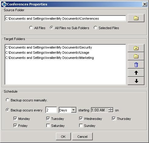 Task Properties The Task Properties screen, seen below, is the main resource for setting and controlling file backups.