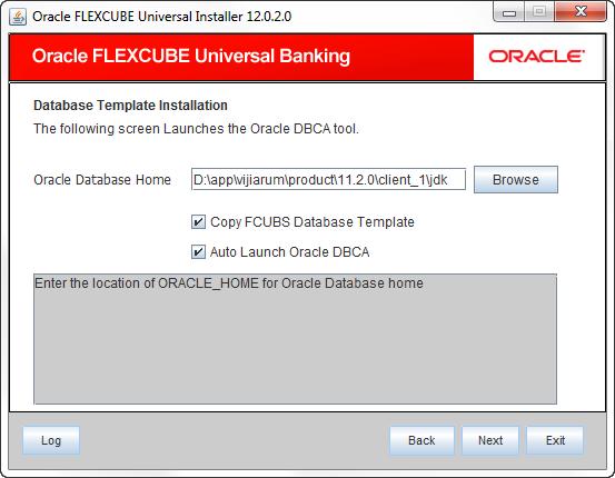 7. Specify the following details: Oracle Database Home Specify the Oracle database home directory. You can use the Browse button to browse and select the appropriate directory.
