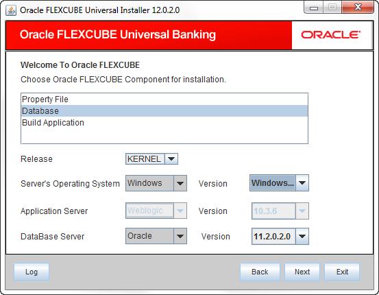 The following screen is displayed: 3. Choose Database Setup. 4. Specify the following details: Operating System and Version Specify the operating system in which you are installing Oracle FLEXCUBE.