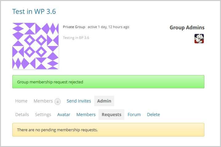 When the Group Admin of that private group clicks on the notification link in the email notification received, the Group Admin is brought to the private group s Admin > Requests screen.