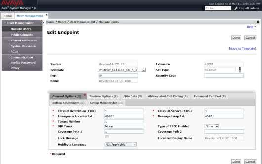 Under CM Endpoint Profile, click on the Endpoint Editor button to display the