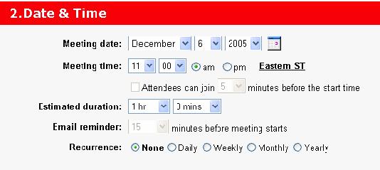 Meetings (access to the My WebEx page as seen in Starting an emeeting ) Instant Meetings Seek