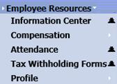 Employee Resources Under the Employee Resources menu, you will find the following options: Information Center The Information Center is the welcome area to the employee resources section of IVisions