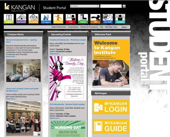 Logging in Accessing MyKangan via the Student Portal ONSITE When using MyKangan while on campus and using an institute computer, access via the Student Portal by