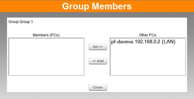Advanced Features Members Screen This screen is selected by clicking the Members button in the Access Control screen.
