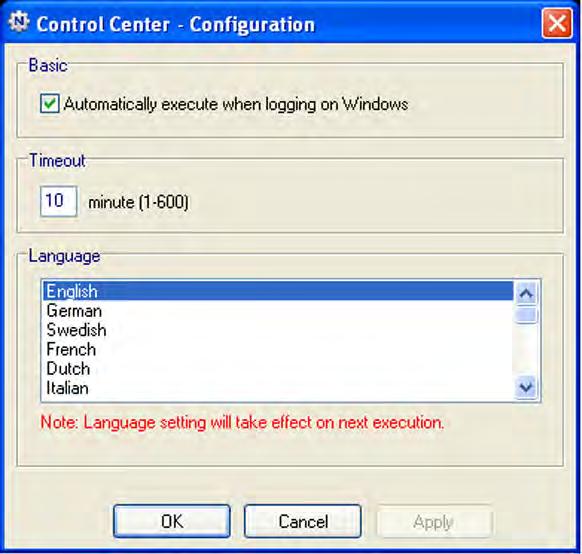 Click the NETGEAR USB Control Center icon. The main screen displays. 2. Select Tools > Configuration. 3. Clear the Automatically execute when logging on Windows check box. 4.