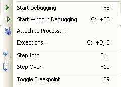 Debugging in C# (continued) Figure 11-2 Debug menu options Debugging in C# (continued) Select Start
