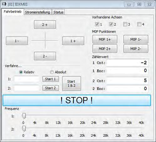 phymotion TM 9. An icon in the menu bar Transmission/Operation opens the following dialog box which enables you to drive the motor per mouse click. 10. Simply click on one of the buttons e.g.. Direction + means clockwise, as seen looking on the motor shaft.