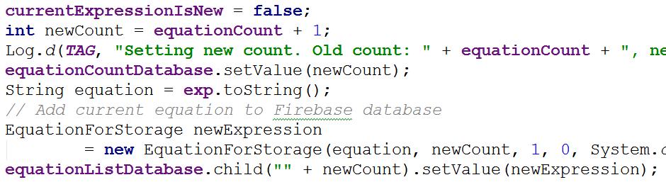 Random Art - Save Equation setvalue method to add child Firebase data: String, Long, Double, Boolean,
