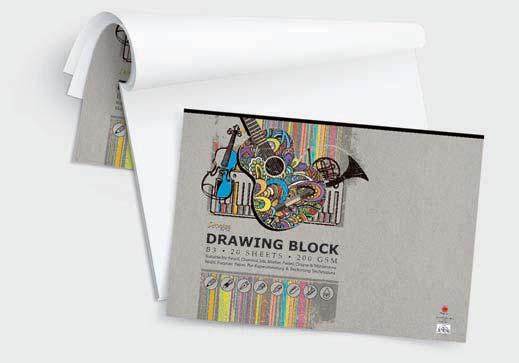 0409 25 Drawing Block Quality: 200 gsm acid free drawing paper CA 3604 70-13604-3 B3 20 sheets