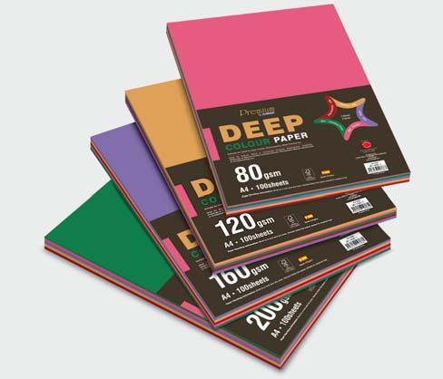 PAPER PACK Deep Colour Paper / Card (10 Colours) Quantity: 20 sheets Ref No Order Code Size (mm) Quality Packing Carton Size (mm) M3 Kgs CA 4701 80-14701-8 A4 80 gsm 10 Pkt x 20 Pkt 440 x 315 x 272 0.