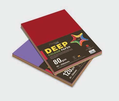 PAPER PACK Deep Colour Paper / Card (5 Mixed Colours) (D06-D10) Quantity: 100 sheets Ref No Order Code Size (mm) Quality Packing Carton Size (mm) M3 Kgs CA 4776 80-14776-6 A4 80 gsm 40 Pkt 440 x 315
