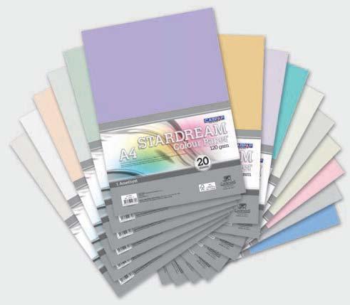 PAPER PACK Stardream Colour Paper (15 Colours) Quality: 120 gsm stardream colour paper CA 4735 80-14735-3 A4 20 sheets 5 Pkt