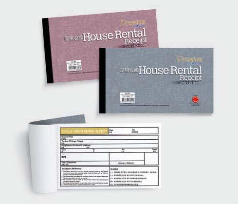 0349 22 House Rental Receipt Book (English, Chinese) Quality: 60 gsm paper CA 3815 90-13815-3 110 x 190 25 x 2 ply 20 Cps x 16 Pkt 460 x 390 x 203 0.