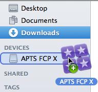 Using Media with 10.1 5 If only a file named APTS FCP X.zip is visible and not APTS FCP X with the four-square library icon, double-click the APTS FCP X.