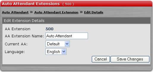Configuring the Auto Attendant Feature 4. If you want to change the name of the configuration or the greeting that is played, click Change.