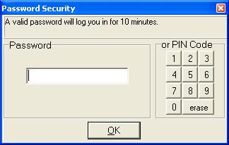 The Password Security screen is displayed. Enter the appropriate credentials. The Select PBX screen is displayed next.