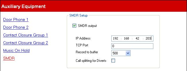 3.6.3 SMDR This menu is accessed from the System 43 page by selecting Setup Auxiliary Equipments.