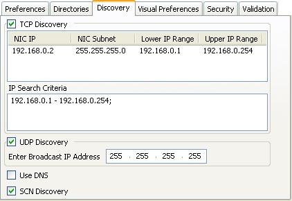 5.1.5.3 Discovery This tab is accessed through File Preferences and then selecting the Discovery sub-tab.