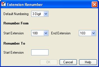 5.3 Tools 5.3.1 Extension Renumber This tool can be used to change the numbering of user extensions in a system between 2-digit and 3-digit.