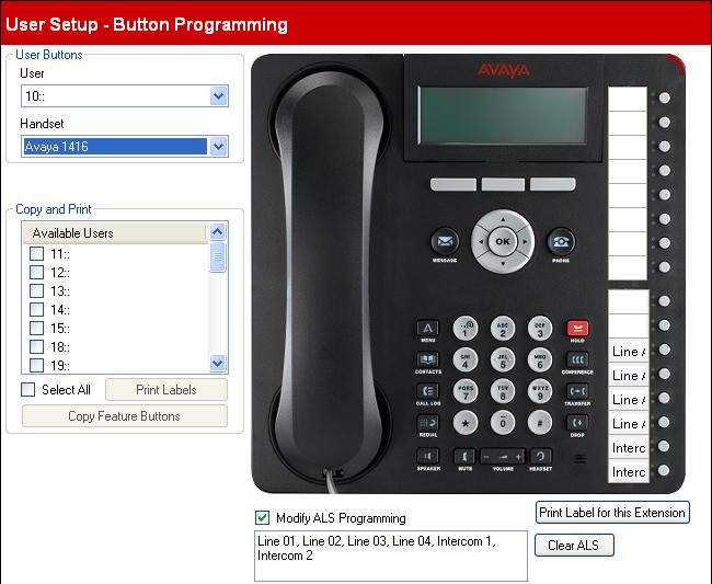 Most Avaya phones have programmable buttons to which a variety of functions can be assigned. This menu can be used to edit the button settings.