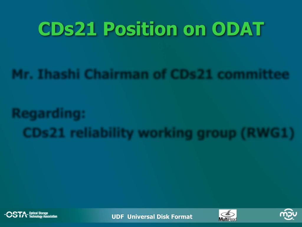 CDs21 Position on ODAT Mr.