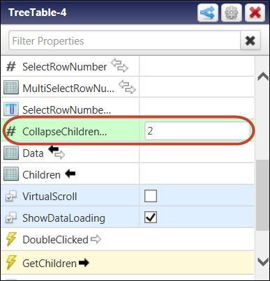 The CollapseChildrenOfLevel property identifies how many levels are expanded when the system tree is