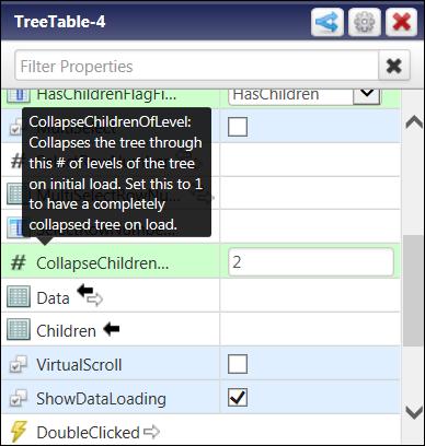 You can scroll to display the CollapseChildrenOfLevel property and enter a new value if desired.