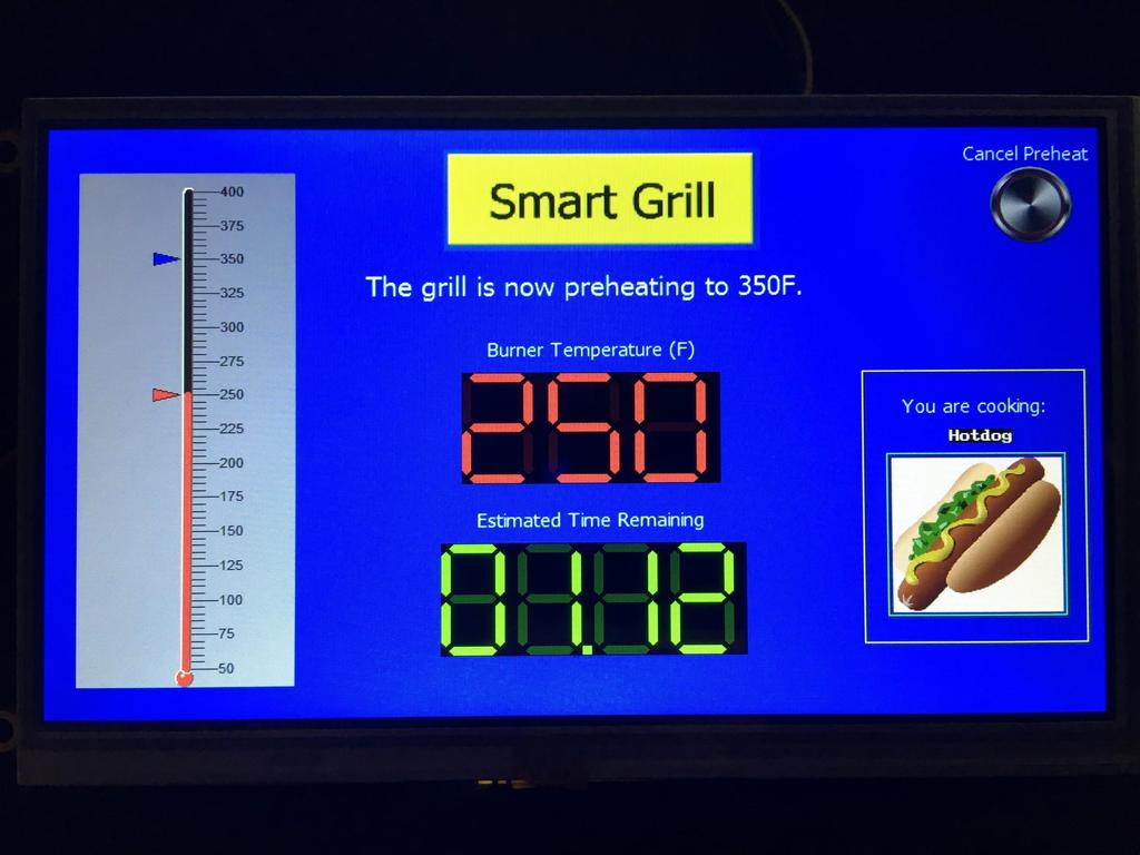 LCD Touchscreen Grill Preheating -Thermometer and red LED digits display