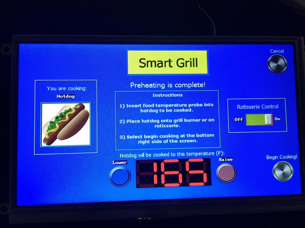 LCD Touchscreen Grill Prep -Enable/Disable rotisserie -Adjust final