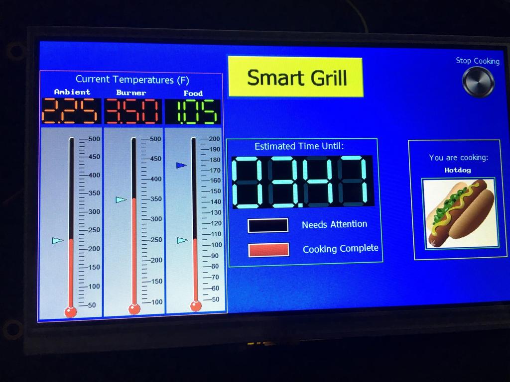 LCD Touchscreen Grill Cooking -Monitor current ambient, burner, and food