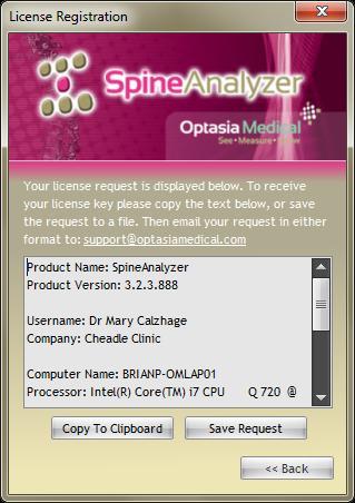 Installation Guide & Release Notes Software Licensing In order to execute SpineAnalyzer Demonstrator it is necessary to obtain a valid license key for each computer on which the software is to be