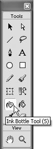 Macromedia Flash MX H O T 3.Drawing and Color Tools 13. In the Toolbox, click to select the Ink Bottle tool.