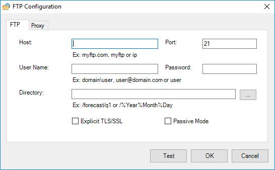 5. Click Configuration. The FTP Configuration dialog box appears. 6. Enter a Host Name URL. The format of the URL is ftp://yourhostname/yoursite.
